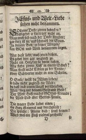 Jesus- und Welt-Liebe stehen nicht beisammen. - Testament eines Christen.