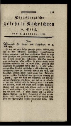 11. Stück, den 5. Hornung, 1783.