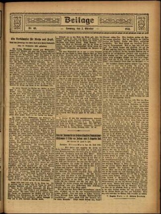 Zweite Ausgabe vom Sonntag, den 02. Oktober 1921.