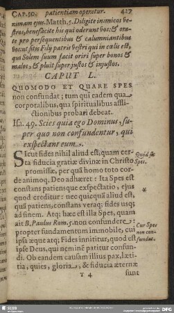 Caput L. Quomodo Et Quare Spes non confundat; tum qui eadem qua corporalibus, qua spiritualibus afflictionibus probari debeat