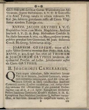 II. Joachimus Camerarius.