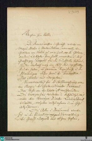 Brief von Joseph Victor von Scheffel an Adelbert von Keller vom 09.04.1874 - K 3449