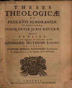 Theses theologicae de peccatis ignorantiae et potissimum ignorantiae iuris naturae