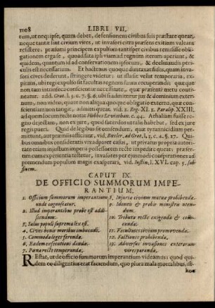 Caput IX. De Officio Summorum Imperantium.