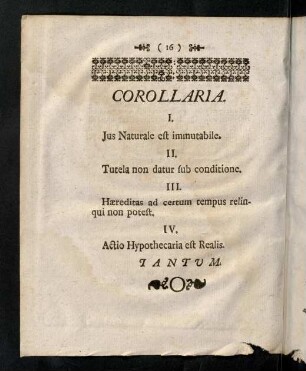 16, Corollaria
