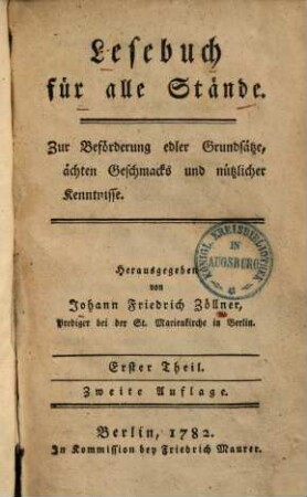 Lesebuch für alle Stände, 1
