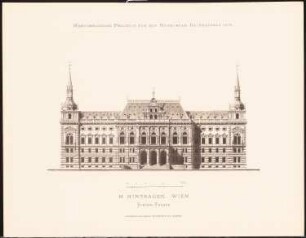 Hervorragende Projekte für den Hamburger Rathausbau 1876: Vorderansicht