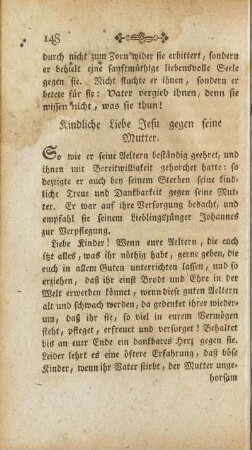 Kindliche Liebe Jesu gegen seine Mutter