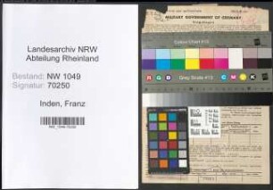 Entnazifizierung Franz Inden , geb. 01.01.1902 (Kaufmann)