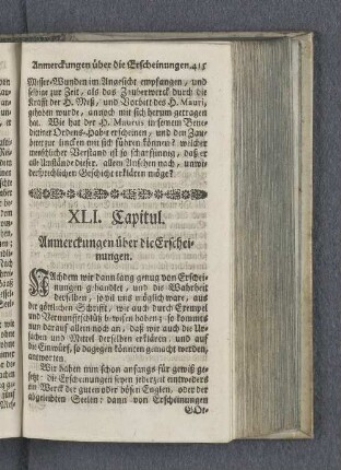 XLI. Capitul. Anmerckungen über die Erscheinungen.
