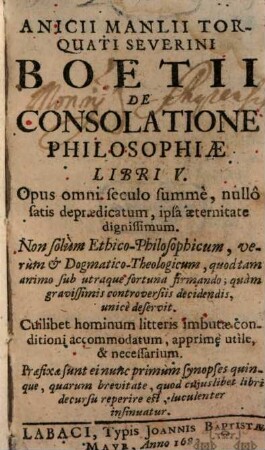 De consolatione Philosophiae : Libri 5