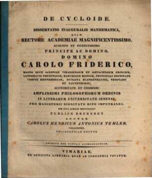 De cycloide : diss. inaug. math. ; [cum tab. lith.]