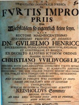 Disp. inaug. iur. de furtis impropriis ...