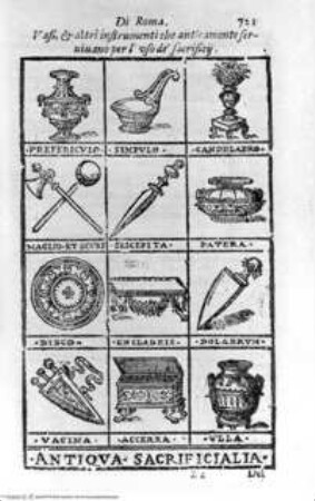Roma antica figurata (Buchteil), Seite 721: Antiqua Sacrificialia.