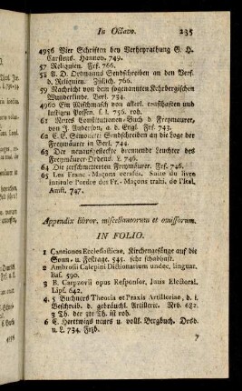 235-264, Appendix librorum miscellan et omissorum.