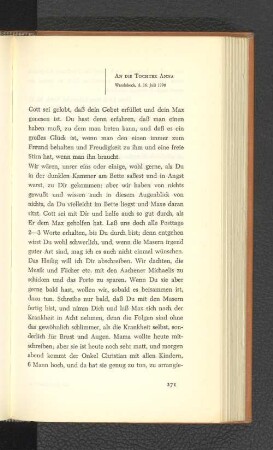 An die Tochter Anna Wandsbeck, den 16. Juli 1798