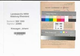 Entnazifizierung Johann Kneusgen, geb. 08.09.1895 (Schneider)