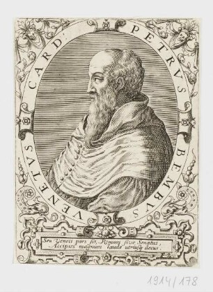 Bildnis Petrus Bembus Venetus Card, aus: Jean-Jaques Boissard, "Icones Qvinqvaginta Virorvm illustrium doctrina & eruditione præstantium ad vivum effictæ, cum eorum vitis, Frankfurt 1597, S. 234