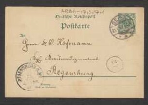 Brief von Moritz Goldschmidt an Regensburgische Botanische Gesellschaft
