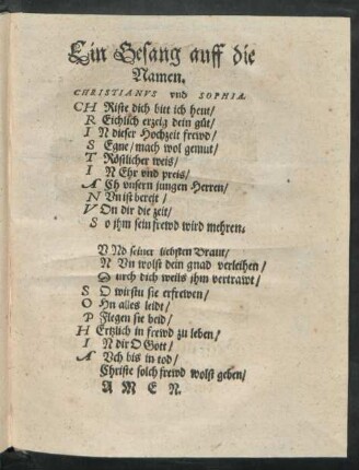 Ein Gesang auff die Namen.