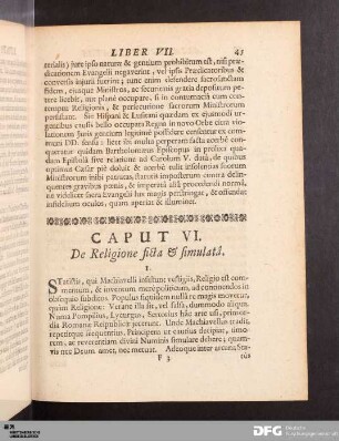 Caput VI. De Religione ficta & simulatâ.