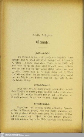 XXII. Abschnitt. Gemüse