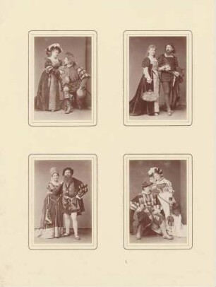 4 Aufnahmen von Paaren in Charakterkostümen