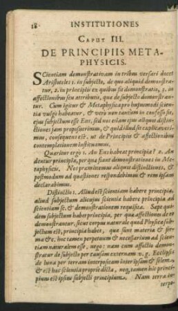 Caput III. De Principiis Metaphysicis.