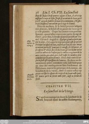 Chapitre VII. La saincteté de la Vierge.