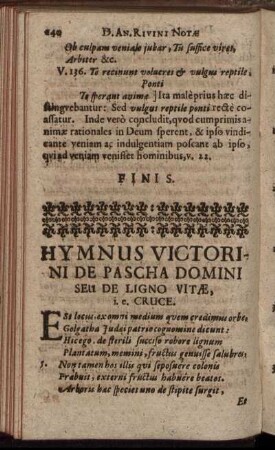 Hymnus Victorini De Pascha Domini Seu De Ligno Vitæ, i. e. Cruce.