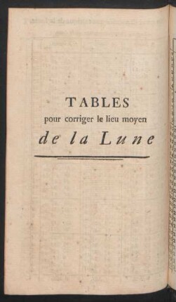 Tables pour corriger le lieu moyen de la Lune