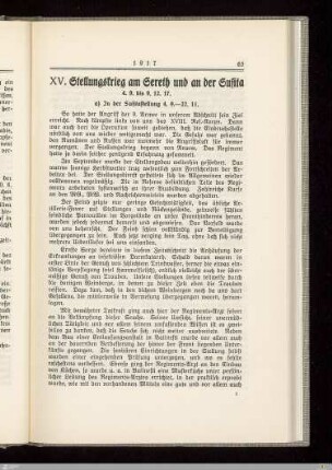XV. Stellungskrieg am Sereth und an der Susita