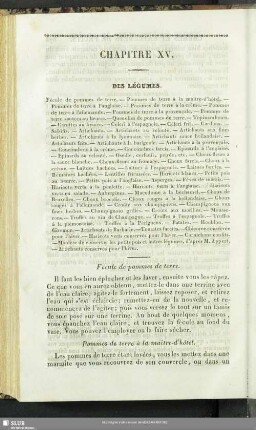 Chapitre XV. Des Légumes