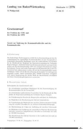 Gesetzesänderung Kommunalwahlrecht