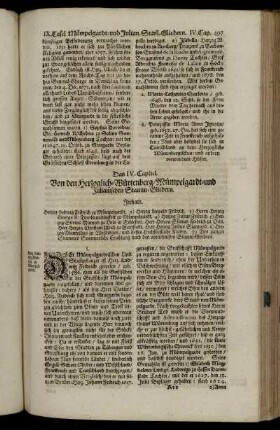 Das IV. Capitel. Von den Herzoglich-Würtenberg-Mümpelgardt- und Julianischen Stamm-Gliedern.