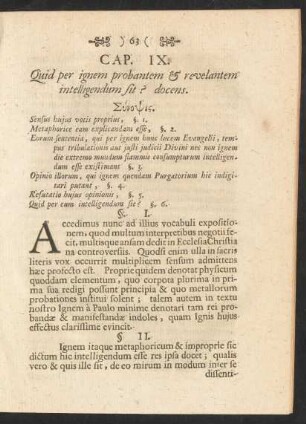 Cap. IX. Quid per ignem probantem & revelantem intelligendum sit? docens