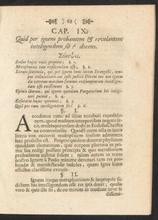Cap. IX. Quid per ignem probantem & revelantem intelligendum sit? docens
