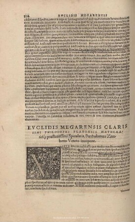 Euclidis Megarensis Clarissimi Philosophi Platonici mathematiciq[ue] praestantissimi Specularia, Bartholomaeo Zambetto Veneto interprete.