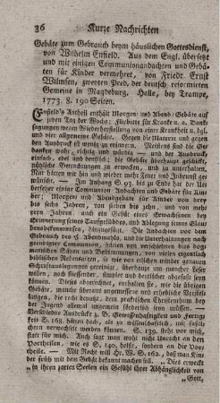 Gebäte zum Gebrauch beym häuslichen Gottesdienst.