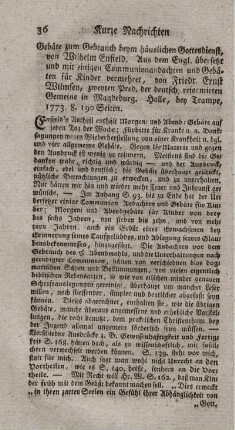 Gebäte zum Gebrauch beym häuslichen Gottesdienst.