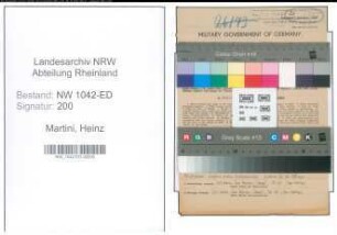 Entnazifizierung Heinz Martini , geb. 25.01.1909 (Studienrat)