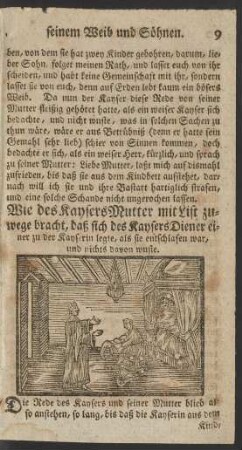 Wie des Kaysers Mutter mit List zuwege bracht, daß sich des Kaysers Diener einer zu der Kayserin legt, als sie entschlafen war ...