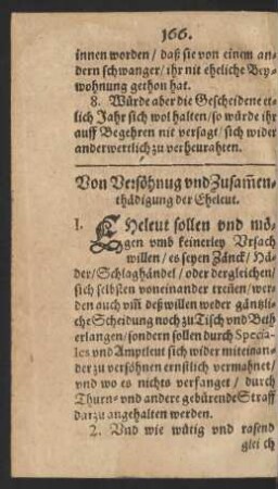 Von Versöhnung und Zusammenthädigung der Eheleut.