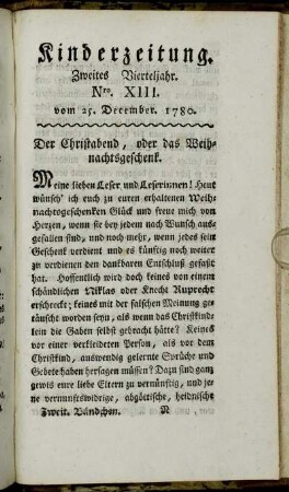 Nro. XIII. vom 25. December 1780