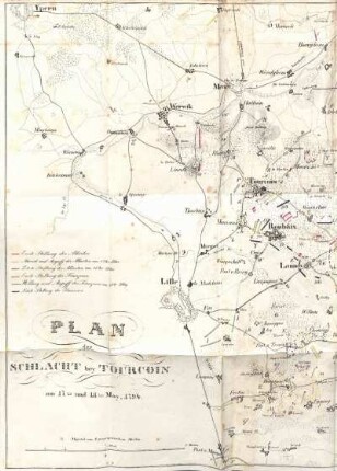 Plan der Schlacht bei Tourcoin am 17. und 18. May 1794.