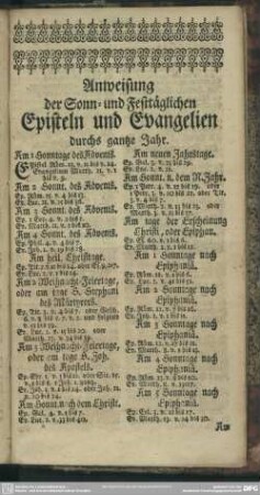 Anweisung der Sonn- und Festtäglichen Episteln und Evangelien durchs gantze Jahr