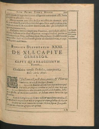 Biblica Disputatio XXXI. De XLI. Capite Geneseos.