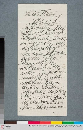Briefe: Brief von Elfriede Lohse-Wächtler an Sidonie Wächtler und Gustav Adolf Wächtler