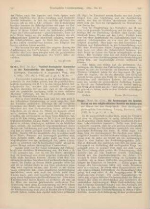551-552 [Rezension] Knoke, Karl, Praktisch-theologischer Kommentar zu den Pastoralbriefen des Apostels Paulus. 2 Thle