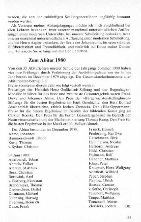 Zum Abitur 1980